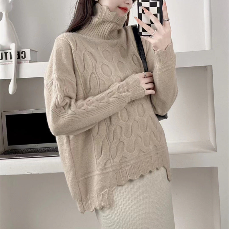 Cozy Twisted Turtleneck Knit Sweater for Women