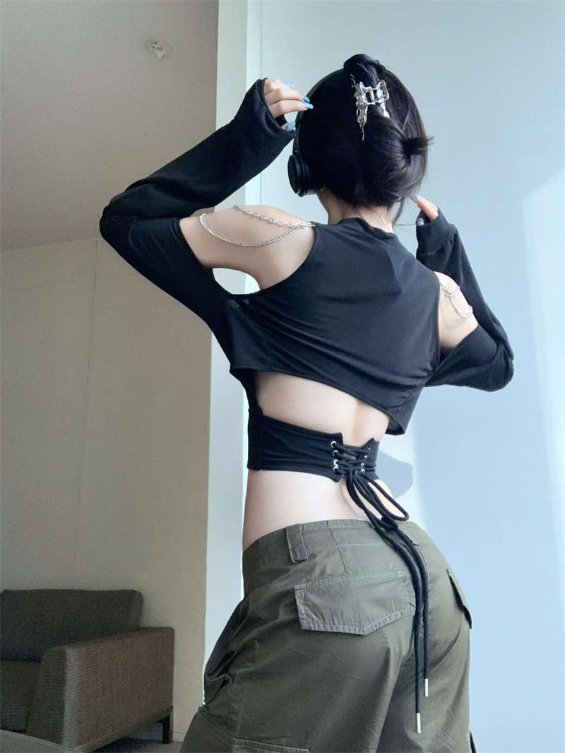 Women's Black I-Shaped Knitted Camisole