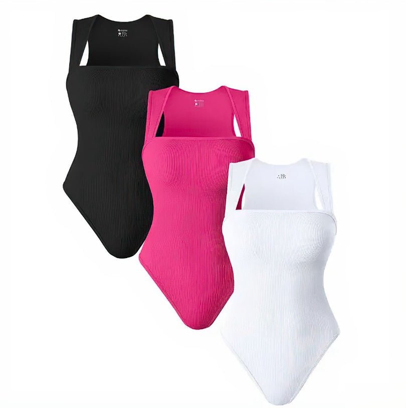 Sleeveless Square Neck Slim Fit Ribbed Jumpsuit