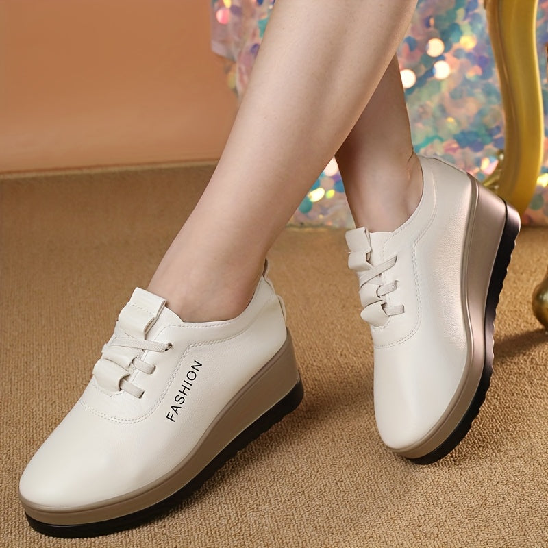 Thick-Soled Flat Platform Shoes for Women – Spring/Autumn 2025 Height-Increasing Korean Style