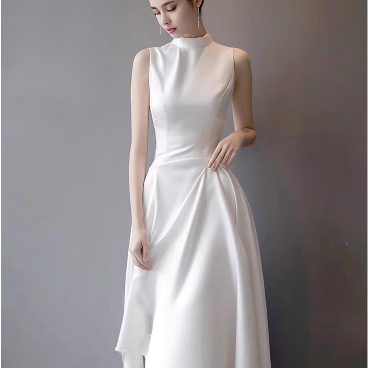 French-style White Off-shoulder Elegant Dress