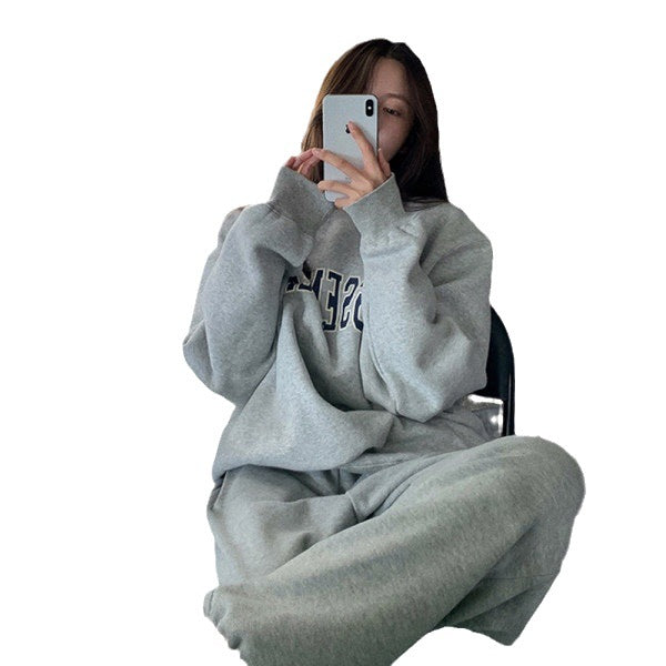 Chic 3D Letter Print Casual Loose Pullover Sweatshirt