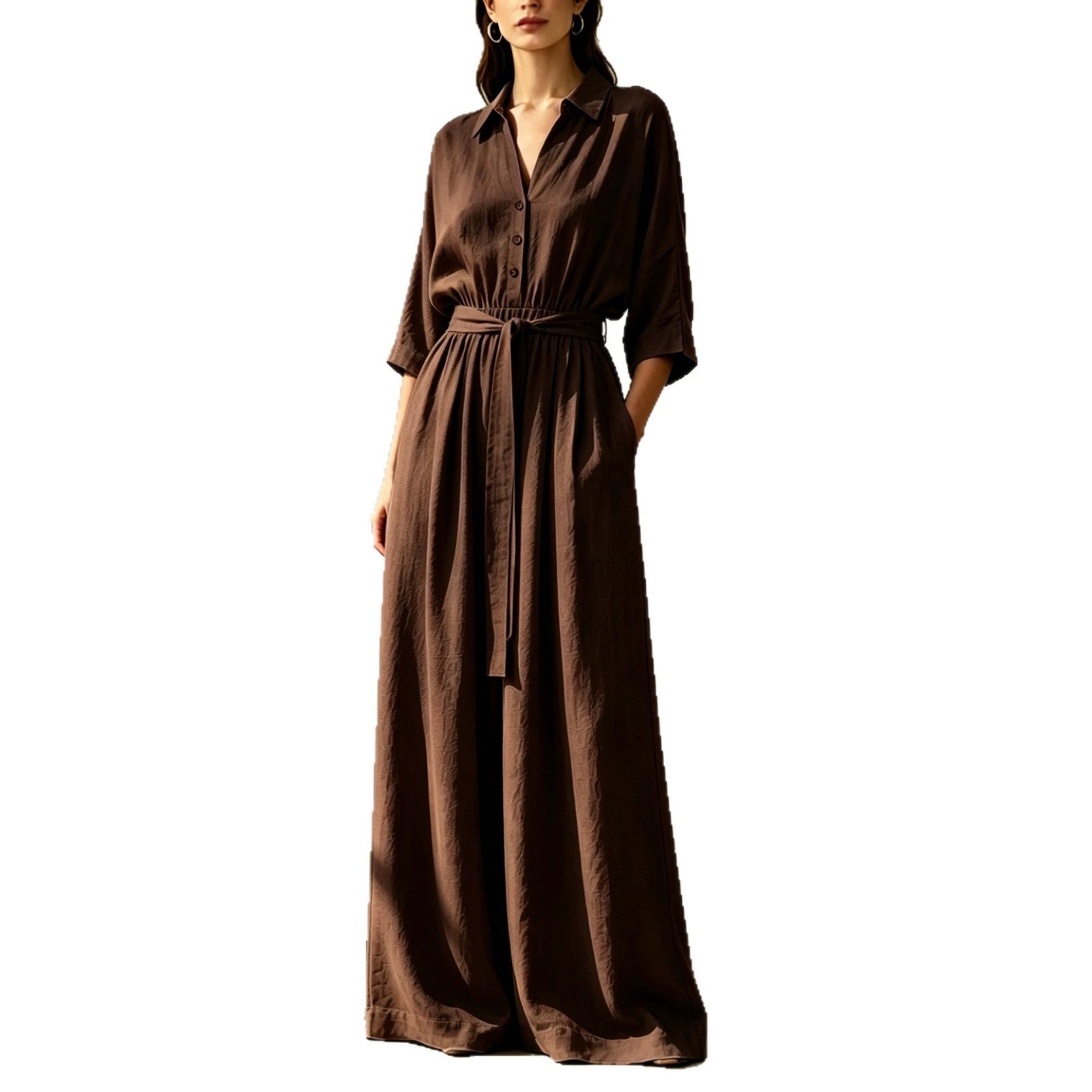Chic Linen Wide-Leg Pants with Waist Tie