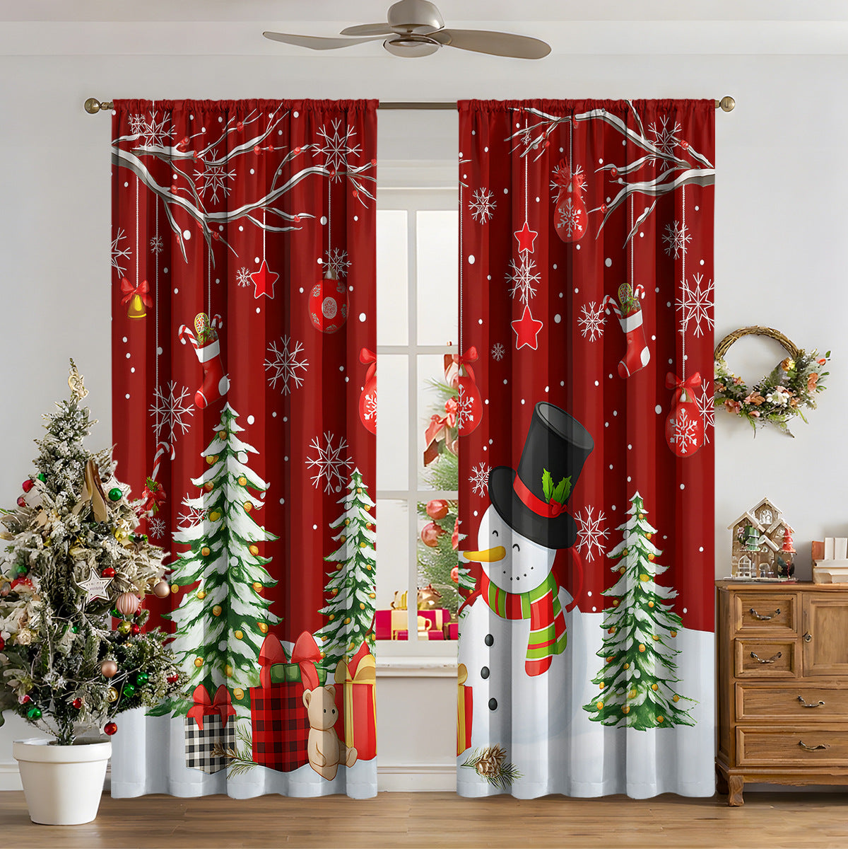 3d Digital Printed Christmas Curtains