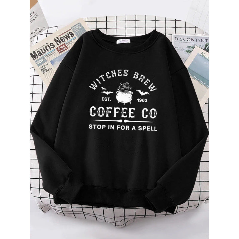 Witches Make Coffee Cute Letter Print Hip Hop Hoodie