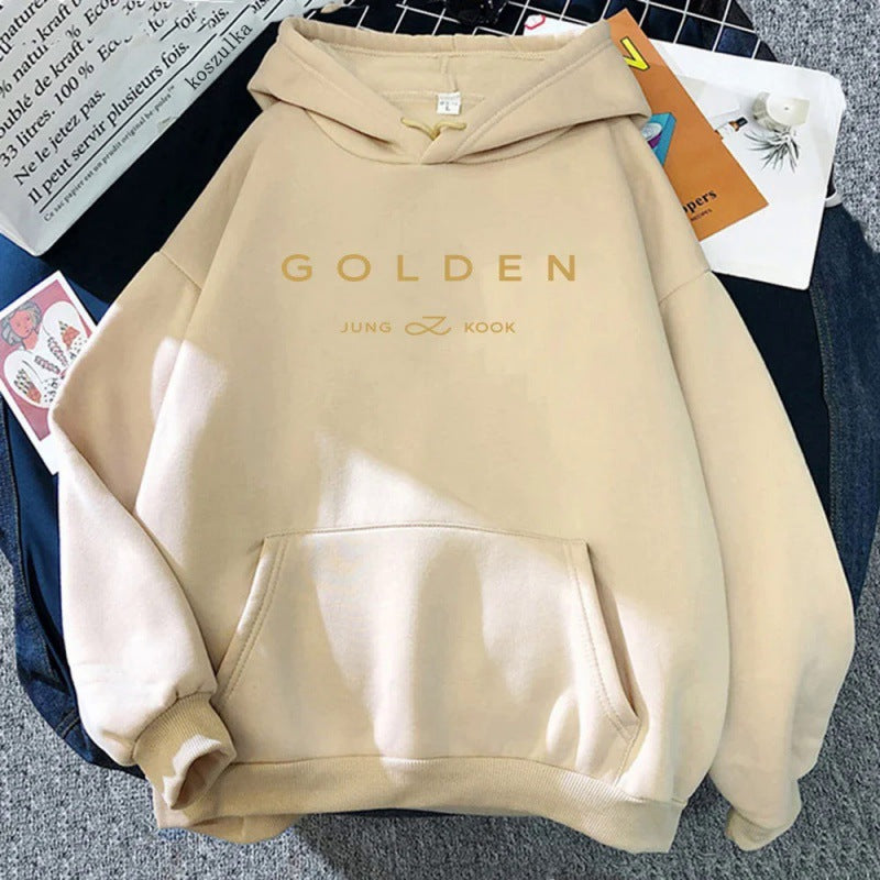 Gold Pattern Printed Leisure Pullover Sweater