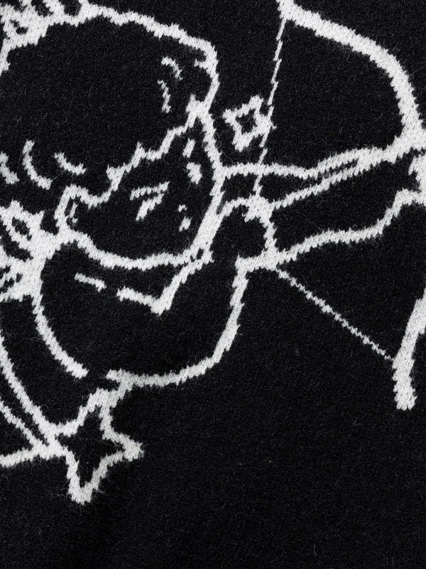 Angel Jacquard Unisex Loose Knit Sweater