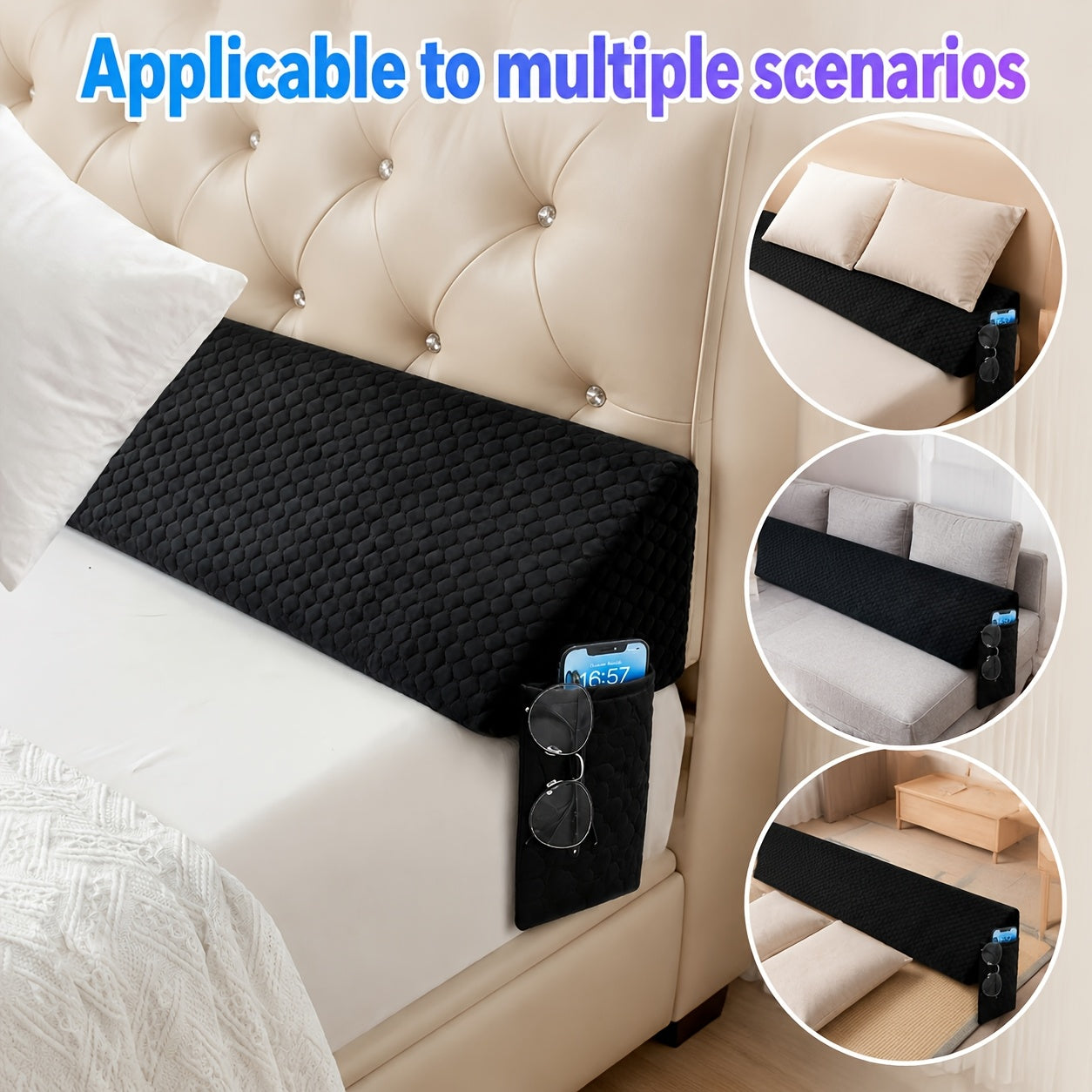 Bed Wedge Pillow – Gap Filler for Headboard, 0–7″ Adjustable Gap