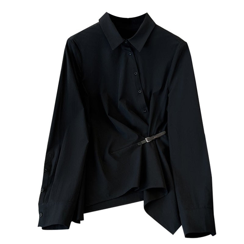 Large Black Long Sleeved Shirt For Women In Spring