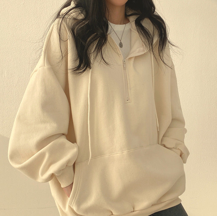 Women's Fleece-Lined Zip Hoodie Pullover Sweater