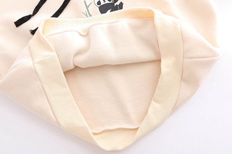 Cute Panda Cartoon College Style Loose Contrast Color Sweater