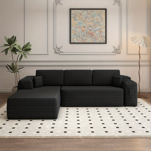 105" Modular Sectional Sofa With L-Shape Chaise, Left Sectional Couches For Living Room&Home Office, Frameless Cloud Couch With Deep Seat, Upholstered Couch With Memory Foam, Corduroy Fabric, No As...