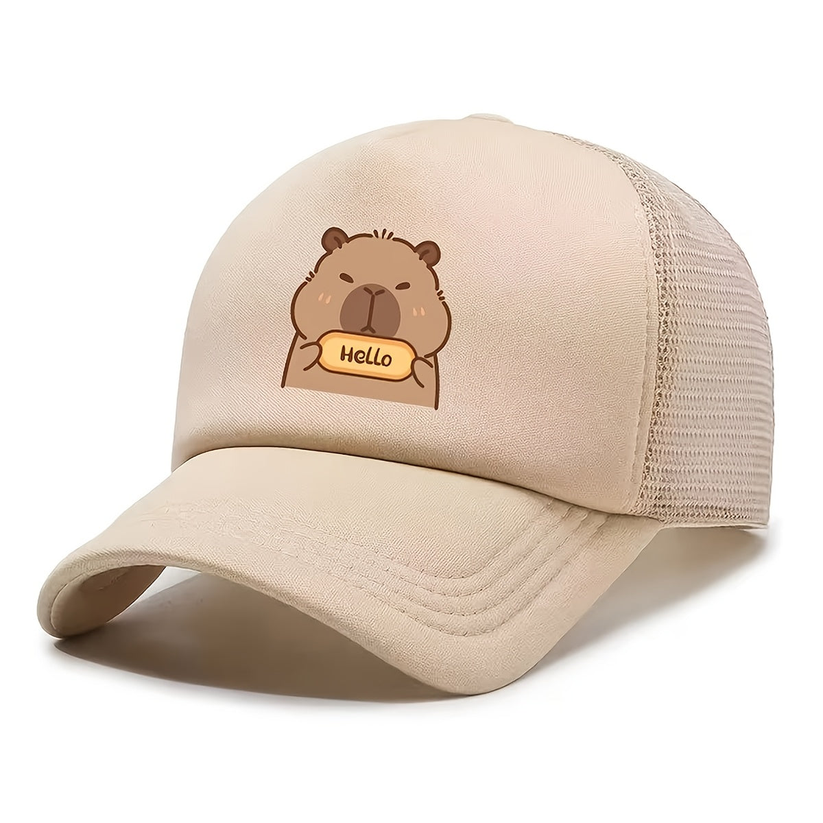 Kids' Cartoon Otter Pattern Mesh Sun Cap with Breathable Fabric
