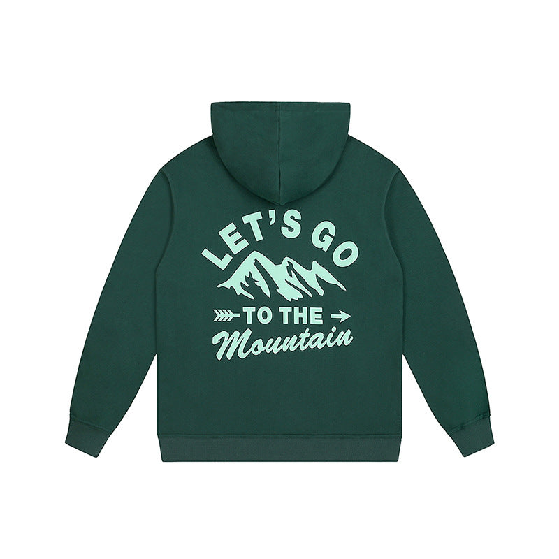 Cozy Thickened Fleece Loose Printed Hoodie