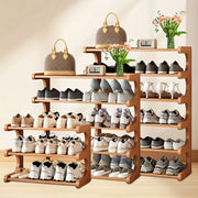 Space-Saving Bamboo Shoe Rack Bamboo Shoe Rack - Space-Saving, Multi-Layer Freestanding Organizer with Wood Grain Finish for Dorms & Entryways, Easy Assembly, Brown