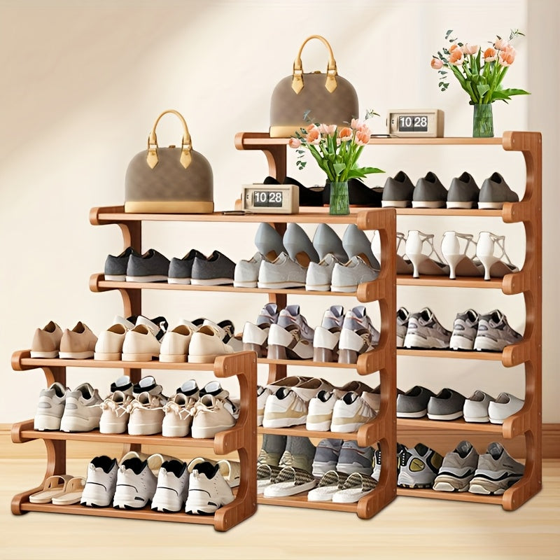 Space-Saving Bamboo Shoe Rack Bamboo Shoe Rack - Space-Saving, Multi-Layer Freestanding Organizer with Wood Grain Finish for Dorms & Entryways, Easy Assembly, Brown