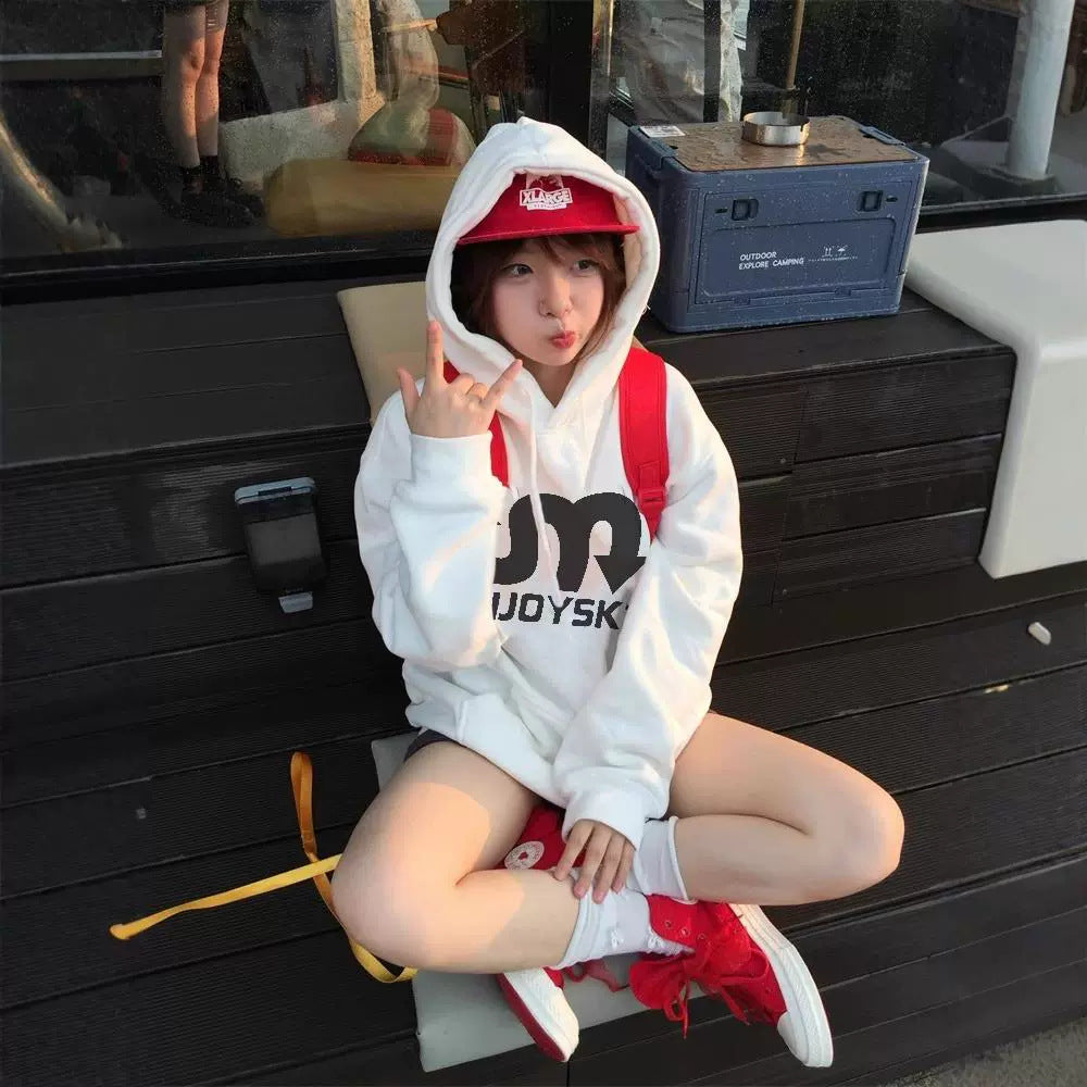 Fleece-Lined Thickened Hooded Couple Pullover Sweatshirt