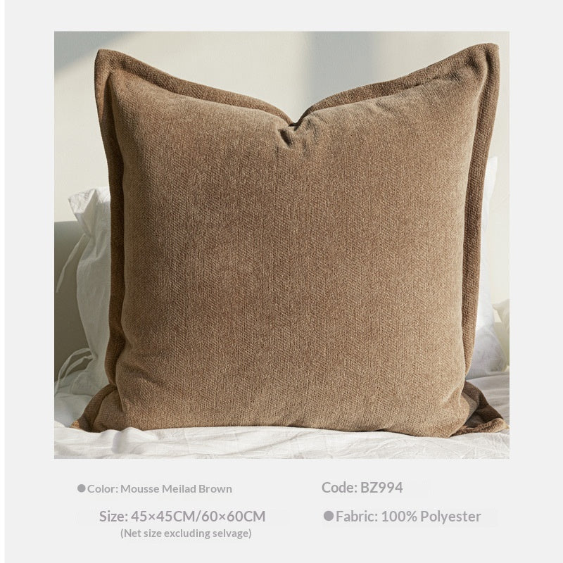 Chenille Double-Sided Lumbar Pillow Cover - Wide-Edge Bedroom Cushion