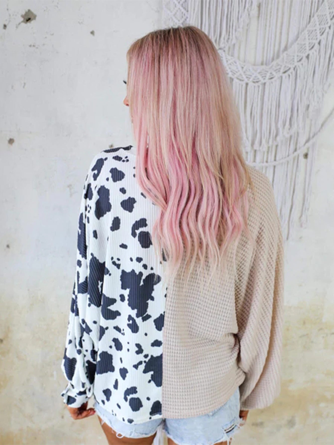 Cows Pattern Women's Waffle Sweater Sweater