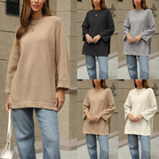 Loose Laid-back Solid-color Womens Sweater