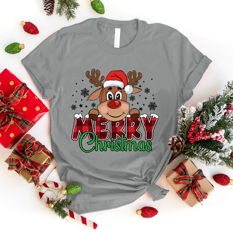 Cute Merry Christmas Printed Tee - Festive Holiday Shirt