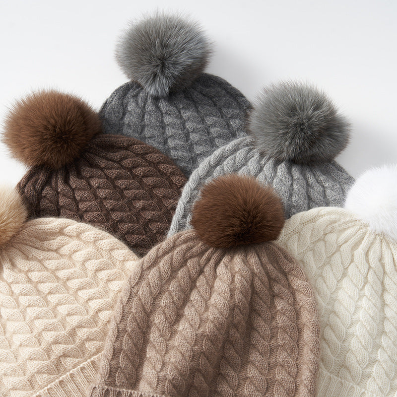 Soft Cashmere Women's Knitted Hat for Cold Weather