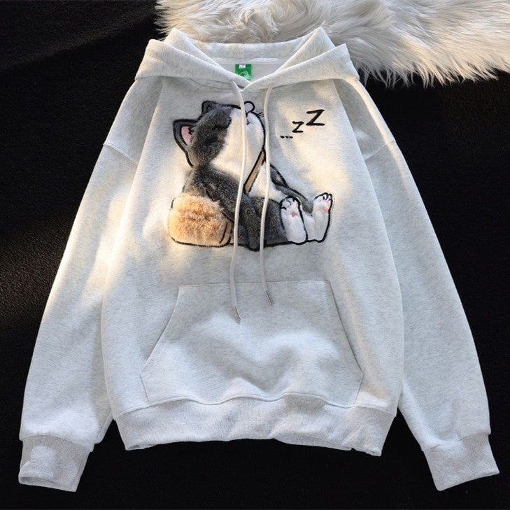 Cozy Flocked Ragdoll Couple's Hooded Sweater Jacket