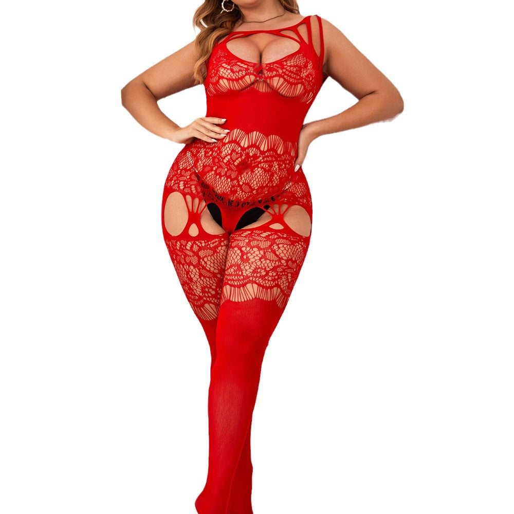 Women's Striped Mesh One-Piece Bodysuit