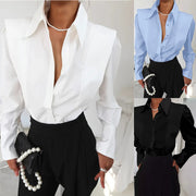 New Arrival White Shirt With A Straight-shoulder Design For Women