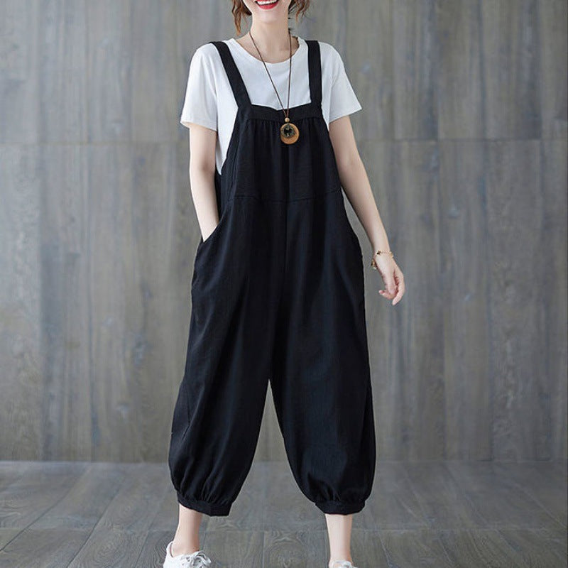 Patchwork Harem Overalls Versatile Jumpsuit