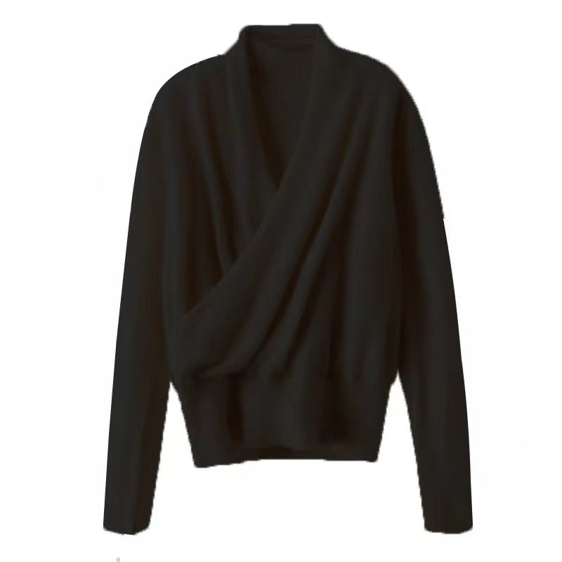 Women's Wool Skin-friendly Cross-collar Top