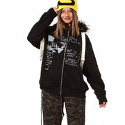 Thin Velvet Fur Collar Hood Short Sweater Design