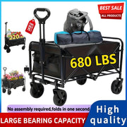 220LBS/450LBS/680LBS Heavy Duty All-Terrain Folding Cart - Large Capacity 220LBS/450LBS/680LBS Capacity, 220LBS/450LBS/680LBS Capacity, Black Utility Cart For Yard, Camping, Outdoor, Garden, Sports...