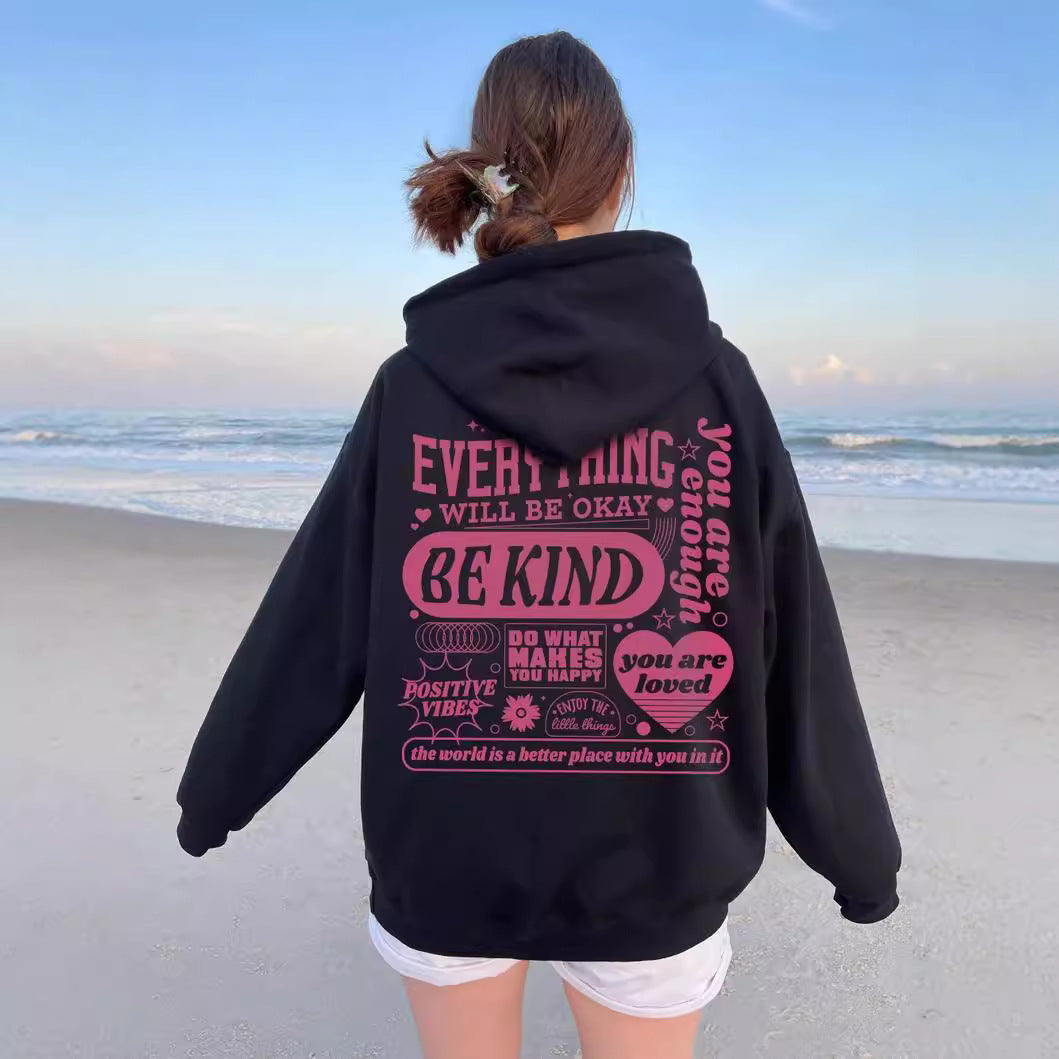 Cozy Drop-Shoulder Embroidered Pullover Hoodie