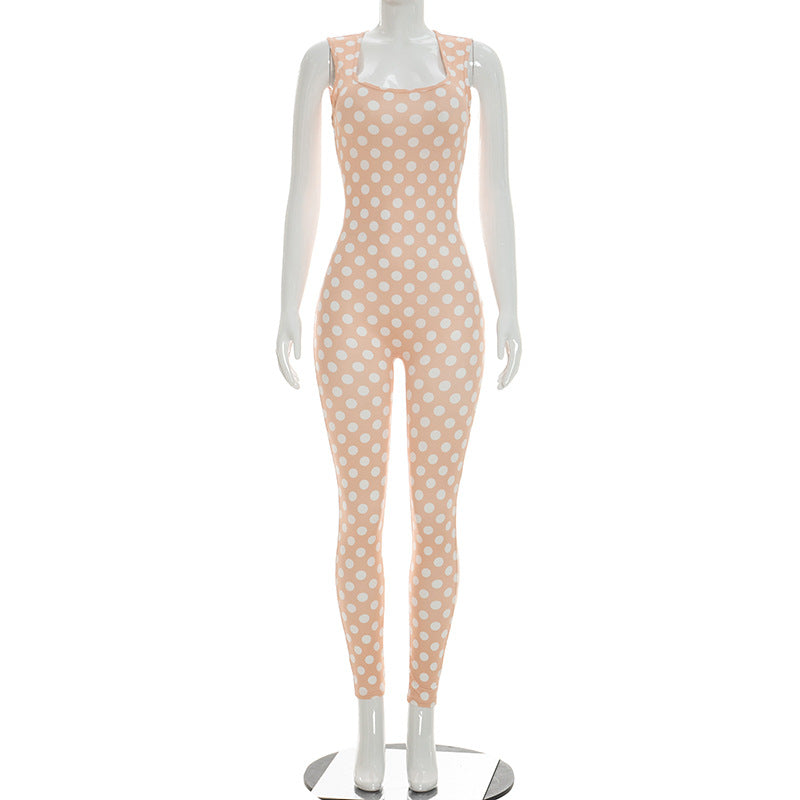 Chic Polka-Dot Slimming Jumpsuit for Women