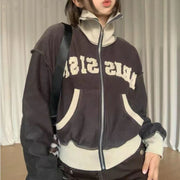 Retro Oversized Women's Zip Hoodie & Sweater Jacket