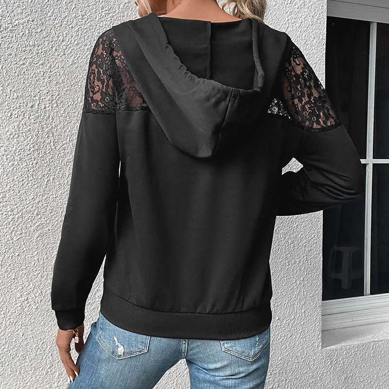 Cozy Black Long Sleeve Women's Hoodie Sweater