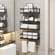 3+1 Tier Wall Mounted Bathroom Shelves Over Toilet, Farmhouse Shelf Toilet Paper Storage, Wood Floating Shelves for Room Decor, Wall Dresser, Heavy Duty Shelves, Bathroom Storage And Accessories…