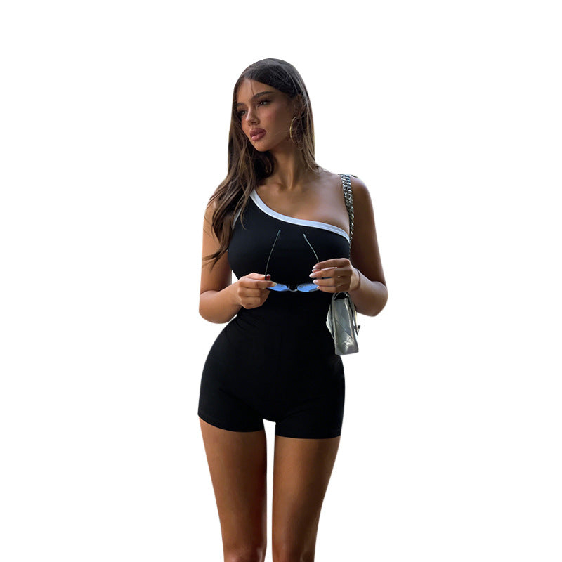 Womens Summer New Off-Shoulder Bodycon Jumpsuit Shorts