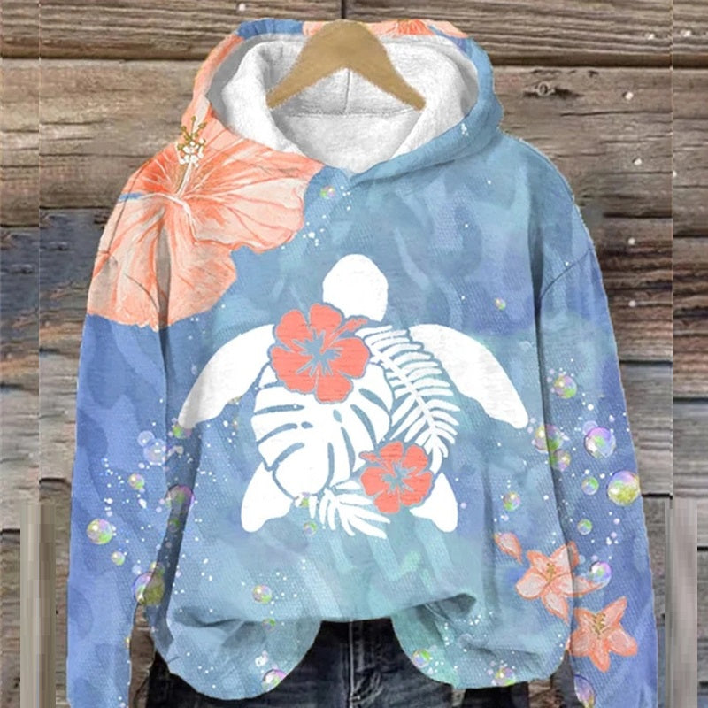 Floral Print Long Sleeve Pullover Autumn Sweatshirt