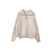 Women's Turtleneck Twist Zipper Cardigan Sweater