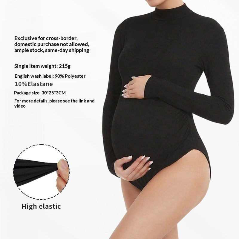 Sleek Long-Sleeve Mid-Neck Bodysuit