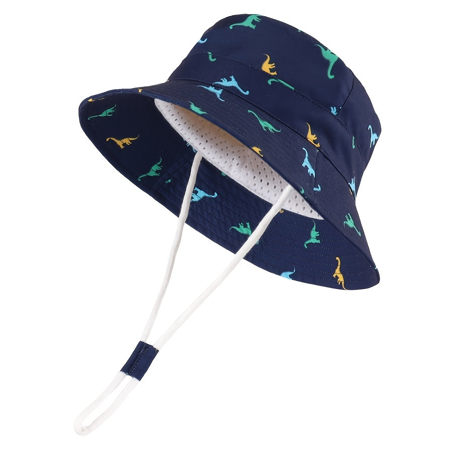 Dinosaur Print Toddler Bucket Sun Hat with Wide Brim for Boys and Girls