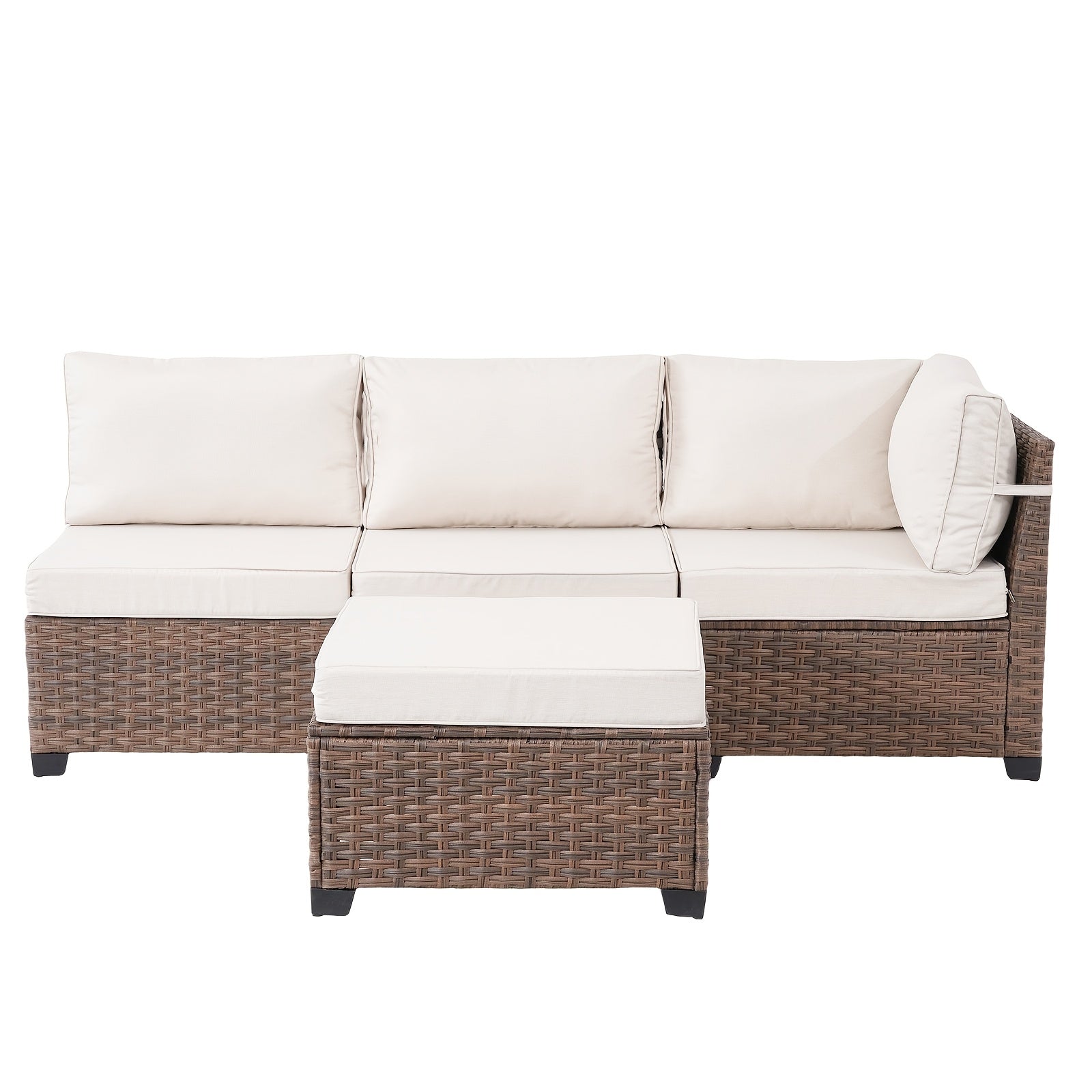 [Outdoor Sectional Sofa] Raised Patio Furniture Set, 2piece/3piece/4piece/6piece Wicker Outdoor Patio Furniture Sets With Cushions And Coffee Table, Outdoor Sectional Boho Patio Conversation Set Sectional Sofa For Backyard, Porch, Beige/Blue