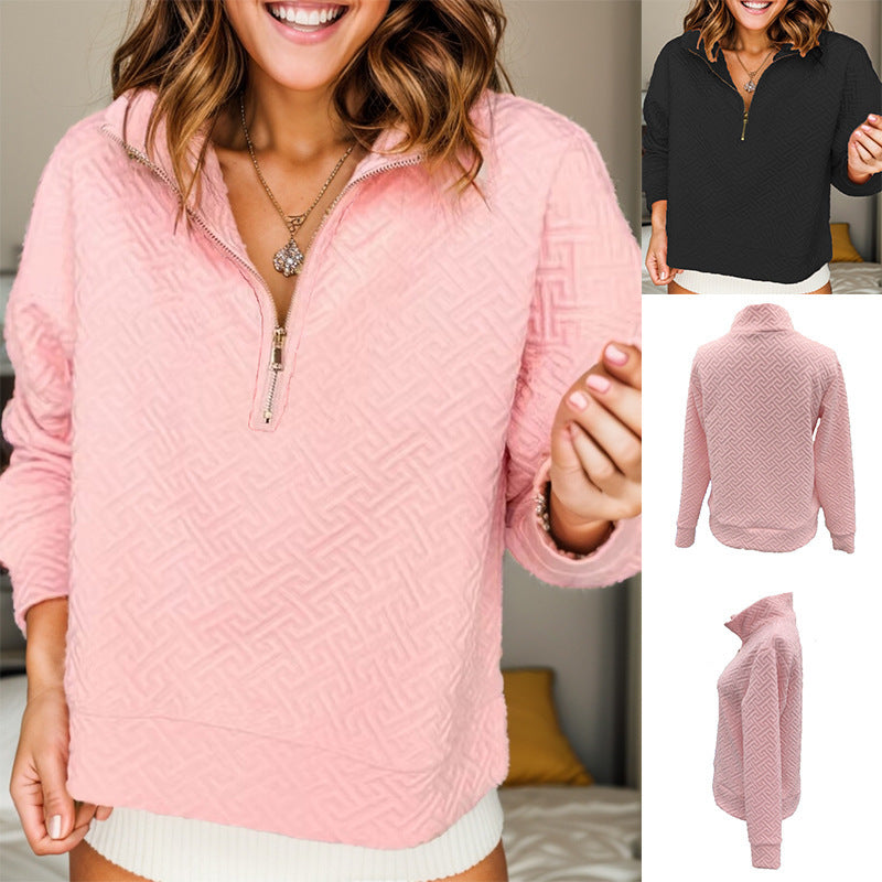 Women's Cozy Solid Color Zip-Up Hoodie