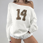 Chic Leopard Print Knit Sweater for Women