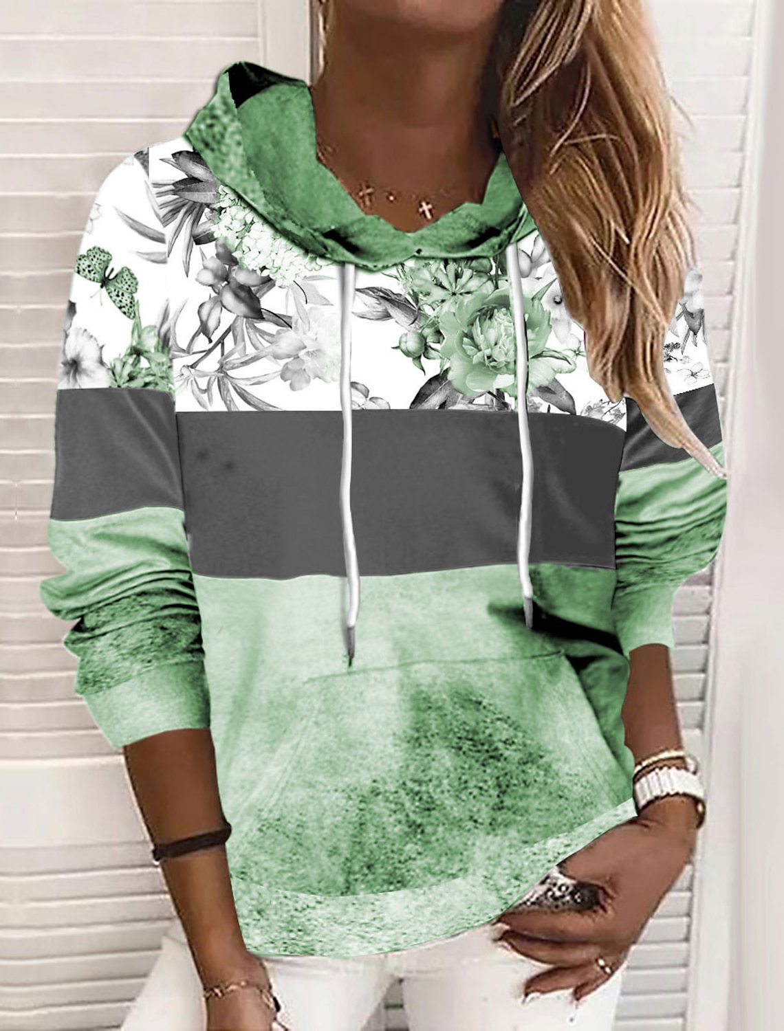 Cozy Drawstring Loose Long-Sleeve Pullover Sweatshirt
