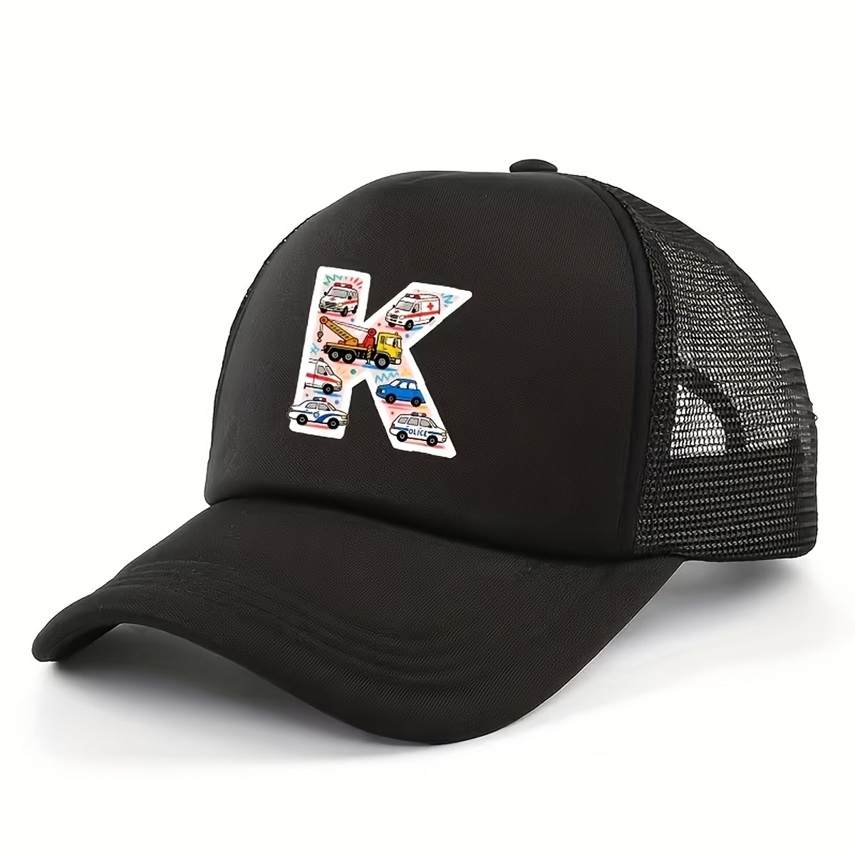 Adjustable Construction Vehicle Printed Trucker Hat for Kids
