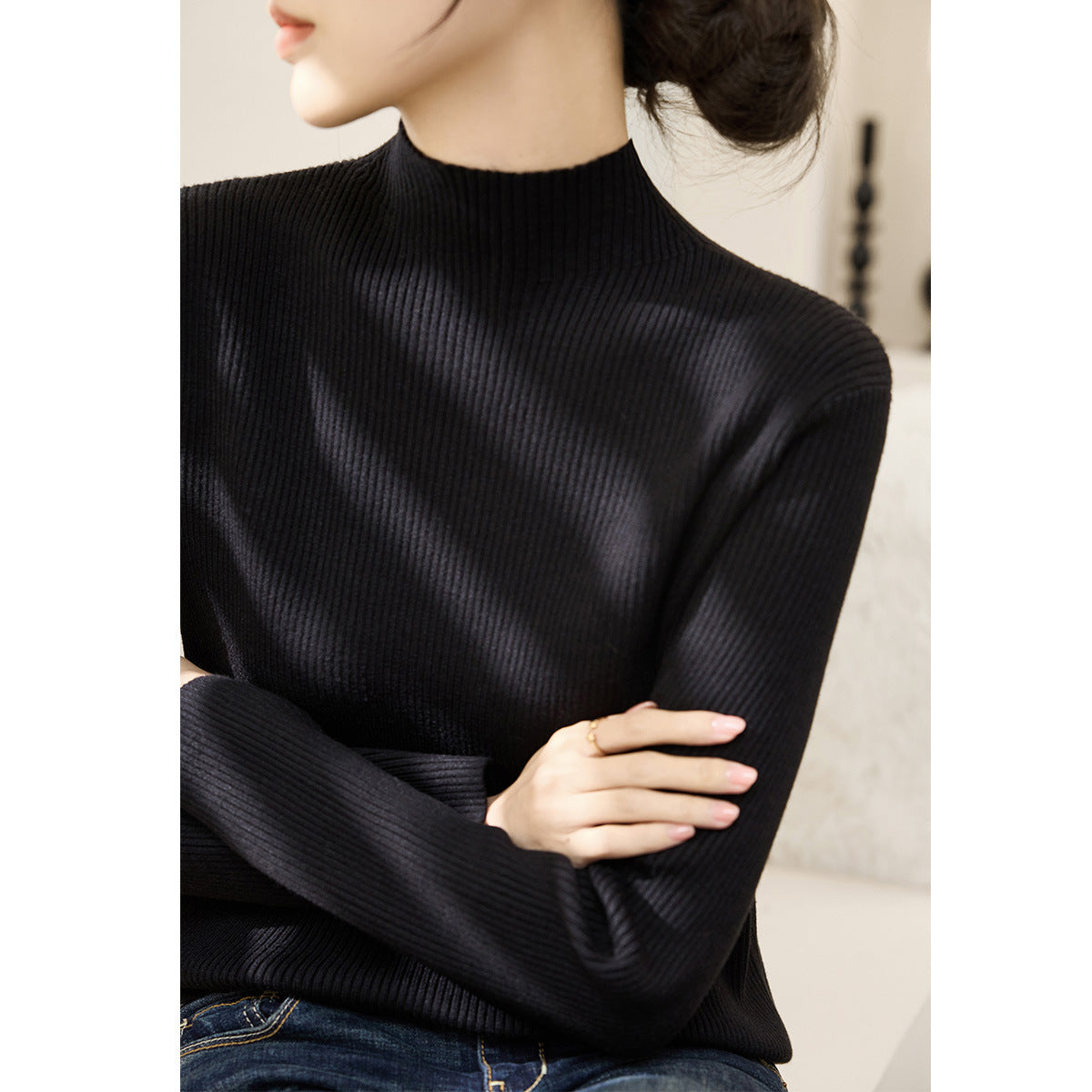 Thickened Mock-neck Base-layer Reversible Sweater