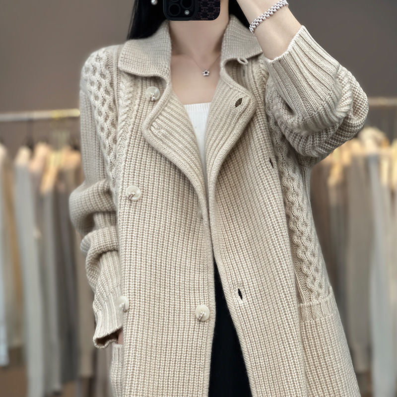 Thickened Mid-length Sweater Cardigan Coat